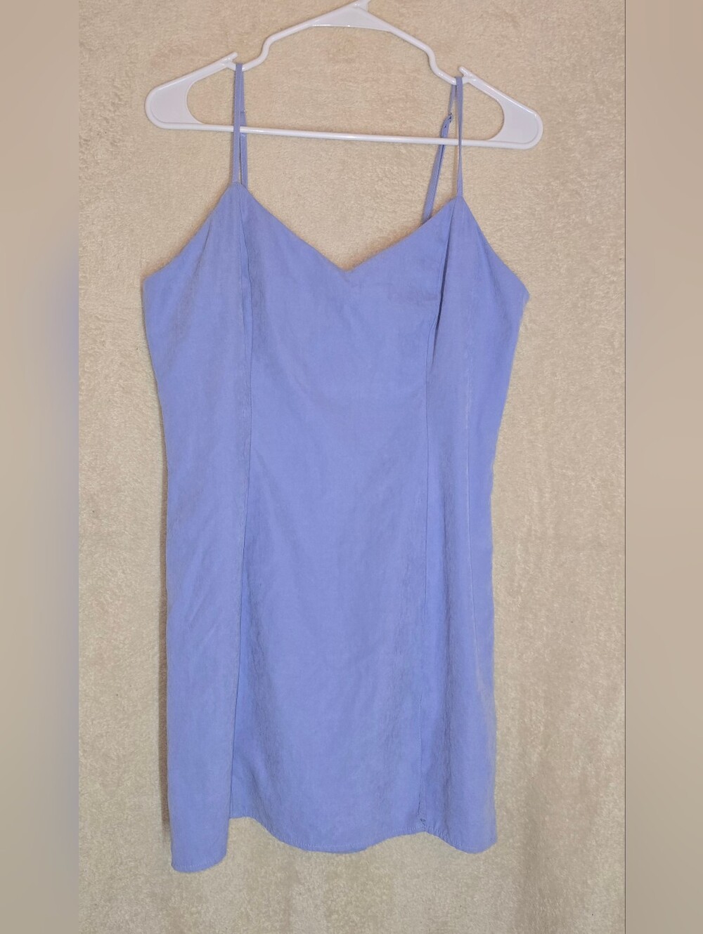 Forever 21 Bodycon Mini Cami Dress Blue Size Large with Slit and Spaghetti Strap